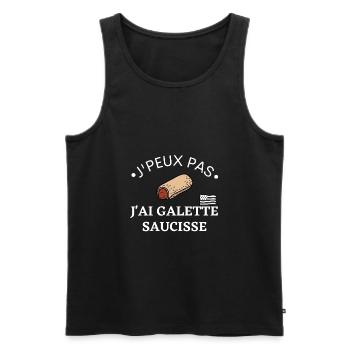 J'peux pas j'ai Galette saucisse. Cadeau bretagne - Débardeur bio Premium Homme - noir - Devant - Michal (187cm)