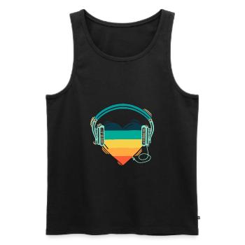 Heartbeat Retro Rainbow - Men's Premium Organic Tank Top - black - Front - AI Model Male 178 light (178cm)