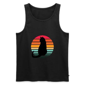Katze Sunset - Männer Premium Bio Tank Top - Schwarz - Vorne - Michal (187cm)