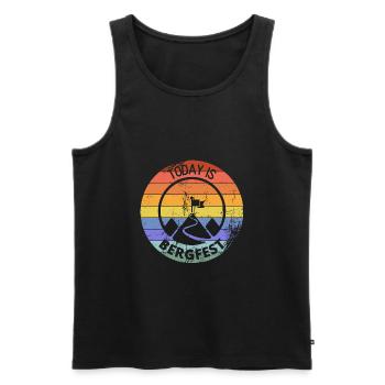 Today is Bergfest, finally Wednesday again - Men's Premium Organic Tank Top - black - Front - AI Model Male 178 light (178cm)