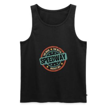Speedway Motorrad Motorbike Dad Vintage Lustig - Männer Premium Bio Tank Top - Schwarz - Vorne - Michal (187cm)