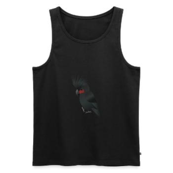 Digital illustration of a palm cockatoo - Men's Premium Organic Tank Top - black - Front - AI Model Male 178 light (178cm)