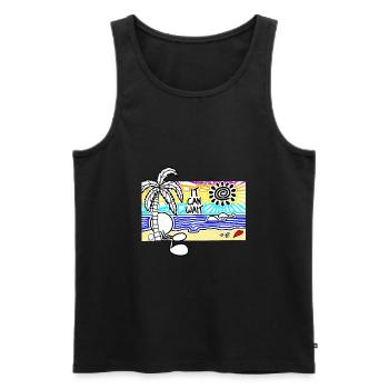 It Can Wait Sunset Doodle - Men's Premium Organic Tank Top - black - Front - AI Model Male 178 light (178cm)