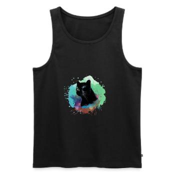 panther,gepard,leopard,schwarz,bunt,graffiti - Männer Premium Bio Tank Top - Schwarz - Vorne - AI Model Male 178 light (178cm)