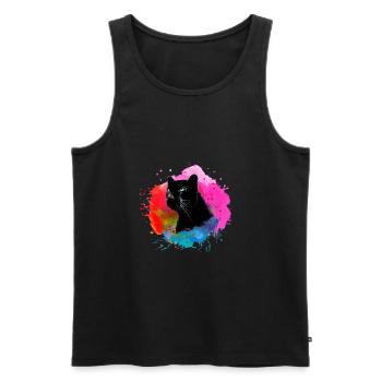 panther,gepard,leopard,schwarz,bunt,graffiti - Männer Premium Bio Tank Top - Schwarz - Vorne - AI Model Male 178 light (178cm)