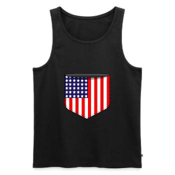 USA pocket - Men's Premium Organic Tank Top - black - Front - Michal (187cm)