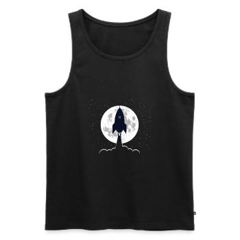 Décollage de la fusée Silhouette - Débardeur bio Premium Homme - noir - Devant - AI Model Male 178 light (178cm)