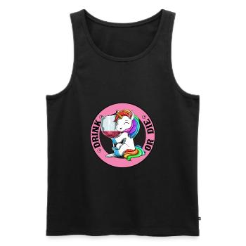 Drink Or Die Einhorn - Saufen Bier Trinken - - Männer Premium Bio Tank Top - Schwarz - Vorne - Michal (187cm)