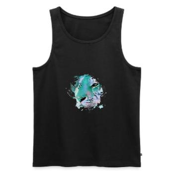 tiger ,wildkatze, blau, Malerei,graffiti,blau - Männer Premium Bio Tank Top - Schwarz - Vorne - AI Model Male 178 light (178cm)