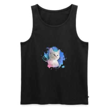 kitten,cat,kitten,graffiti,painting,pink - Men's Premium Organic Tank Top - black - Front - AI Model Male 178 light (178cm)