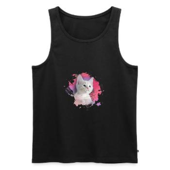 kitten,cat,kitten,graffiti,painting,pink - Men's Premium Organic Tank Top - black - Front - AI Model Male 178 light (178cm)
