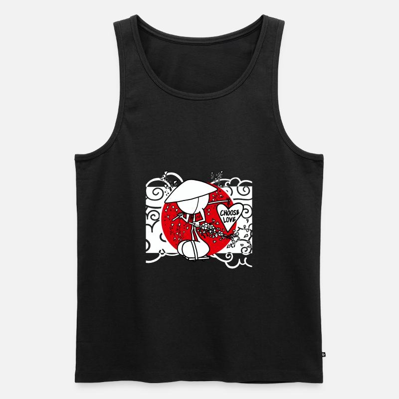 Samurai Of Hearts Doddle - Männer Premium Bio Tank Top - Schwarz