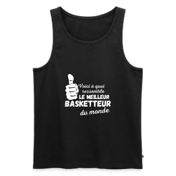 Voici a quoi ressemble le meilleur basketteur du m - Débardeur bio Premium Homme - noir - Devant - Michal (187cm)