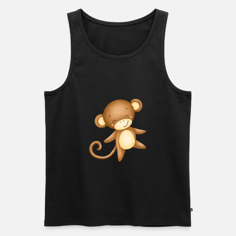 niedlicher Affe - Männer Premium Bio Tank Top - Schwarz