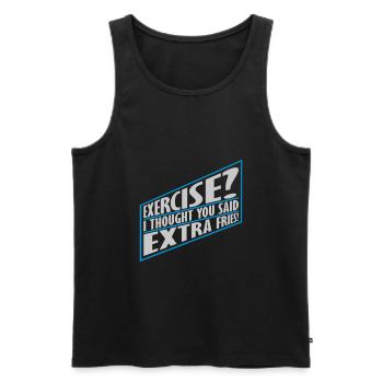 Exercise Extra Fries Zitat - Männer Premium Bio Tank Top - Schwarz - Vorne - AI Model Male 178 light (178cm)