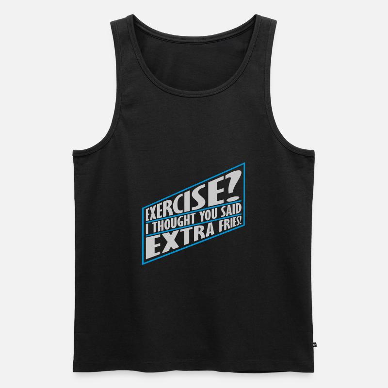 Exercise Extra Fries Zitat - Männer Premium Bio Tank Top - Schwarz