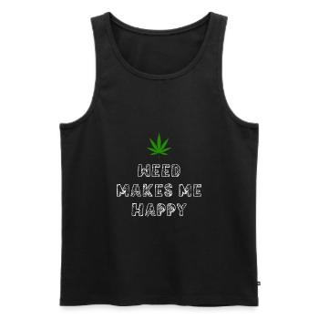 l’herbe me rend heureux cannabis marijuana - Débardeur bio Premium Homme - noir - Devant - Michal (187cm)