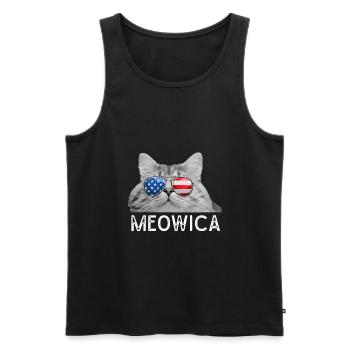 Cat 4 juillet Hommes Femmes USA Drapeau américain - Débardeur bio Premium Homme - noir - Devant - Michal (187cm)
