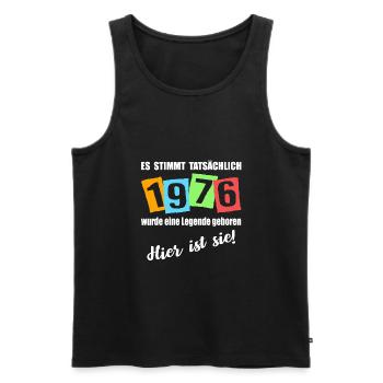 Legende ist 1976 geboren. Geburtstagsspruc - Männer Premium Bio Tank Top - Schwarz - Vorne - Michal (187cm)