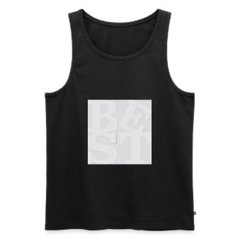 Meilleur jeu de mots art original 2 - Débardeur bio Premium Homme - noir - Devant - AI Model Male 178 light (178cm)