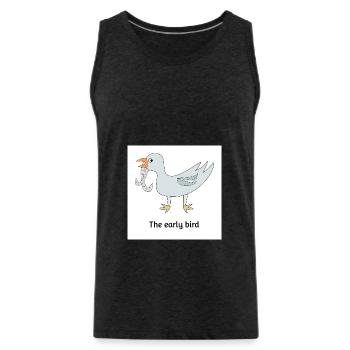 The early bird - Men's Premium Organic Tank Top - charcoal grey - Front - Alexander (188cm)