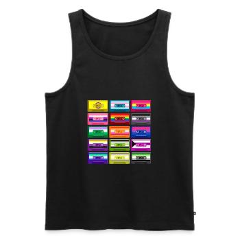 Retro Pride Mixtapes, Love is love, PixelArt Pride - Men's Premium Organic Tank Top - black - Front - Michal (187cm)