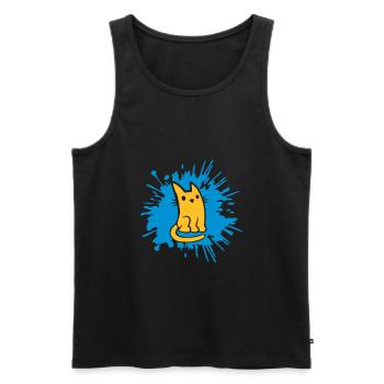 Gouttes de couleur blobs chat bande dessinée - Débardeur bio Premium Homme - noir - Devant - AI Model Male 178 light (178cm)