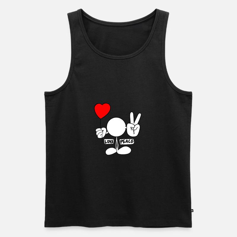 Love & Peace Plain Doodle - Männer Premium Bio Tank Top - Schwarz