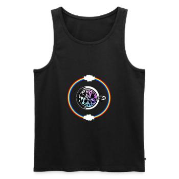 Coffee Cup With Rainbow - Men's Premium Organic Tank Top - black - Front - AI Model Male 178 light (178cm)