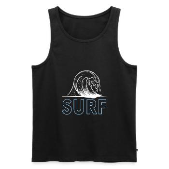 Ride The Waves Classic Surfing T-Shit Present Gift - Men's Premium Organic Tank Top - black - Front - Michal (187cm)
