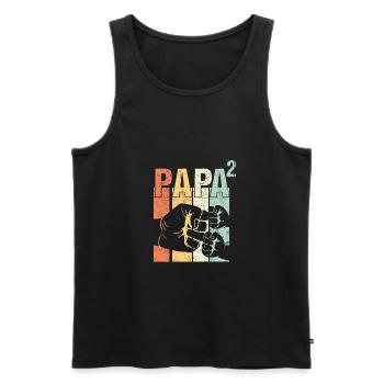 Papa Vater von 2 zwei Zweiten Kindern Zwillinge - Männer Premium Bio Tank Top - Schwarz - Vorne - Michal (187cm)