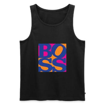 Boss WordPlay art original 6 - Débardeur bio Premium Homme - noir - Devant - AI Model Male 178 light (178cm)