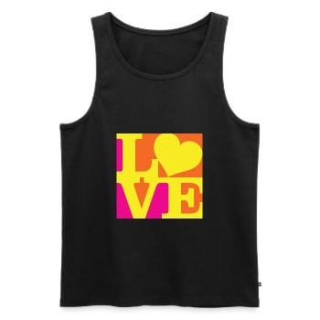 Love WordPlay art original 4 - Débardeur bio Premium Homme - noir - Devant - AI Model Male 178 light (178cm)