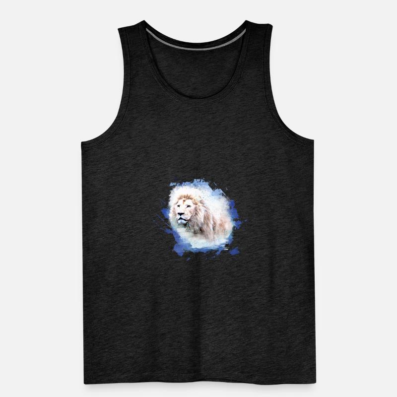 lion,lion's head,graffiti,blue,white lion,graffiti Men's Premium Organic Tank Top