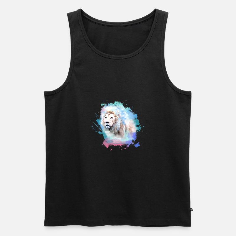 weisser löwe,löwe,bunt,graffiti,malerei - Männer Premium Bio Tank Top - Schwarz