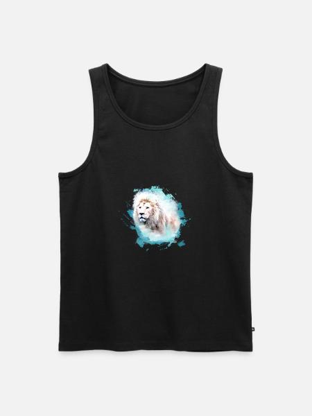 lion,lion's head,graffiti,green,white lion,graffiti - Men's Premium Organic Tank Top - black