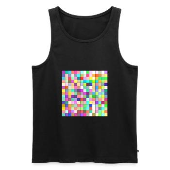 Bunte Quadrate Muster - Männer Premium Bio Tank Top - Schwarz - Vorne - AI Model Male 178 light (178cm)