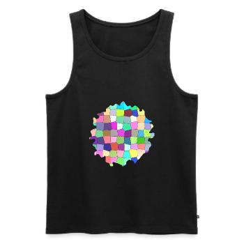Colorful Geometric Pattern - Men's Premium Organic Tank Top - black - Front - AI Model Male 178 light (178cm)