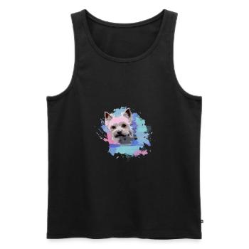 yorkshire terrier, hund, graffiti,terrier, bunt - Männer Premium Bio Tank Top - Schwarz - Vorne - Michal (187cm)