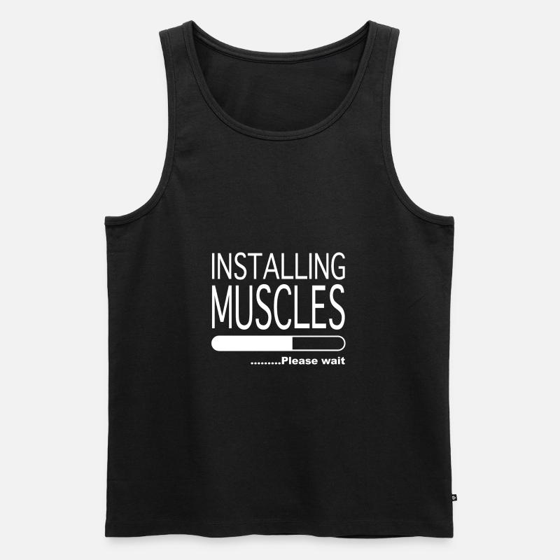 Installing Muscles please wait... - Männer Premium Bio Tank Top - Schwarz