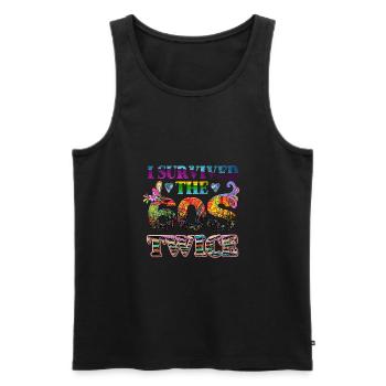 I survived 60's twice Hippie Design - Männer Premium Bio Tank Top - Schwarz - Vorne - AI Model Male 178 light (178cm)