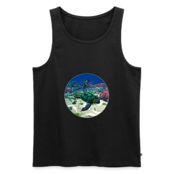 Meeresschildkröte - Männer Premium Bio Tank Top - Schwarz - Vorne - Michal (187cm)