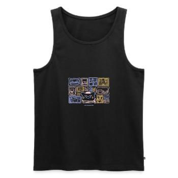 Katzen Kunstsammler*in (Pastell Version) - Männer Premium Bio Tank Top - Schwarz - Vorne - AI Model Male 178 light (178cm)