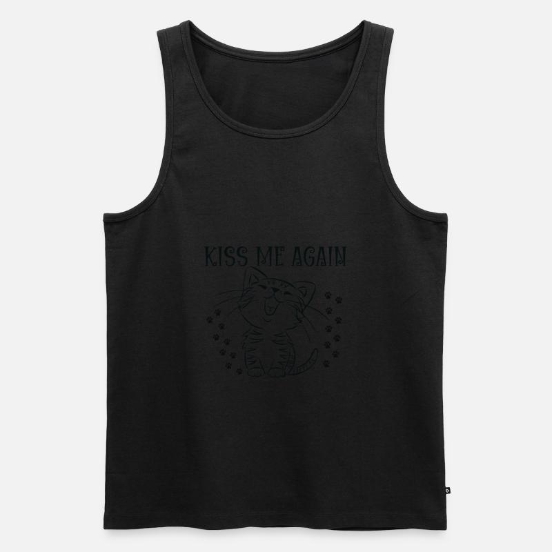 Küss mich wieder, sagte das Kätzchen - Männer Premium Bio Tank Top - Schwarz