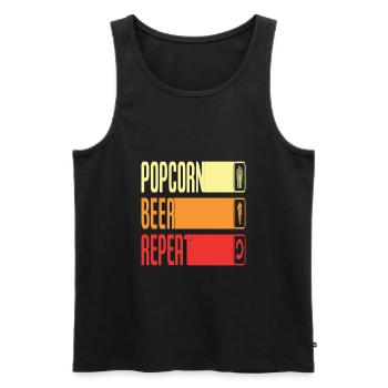 Popcorn Beer Repeat - Männer Premium Bio Tank Top - Schwarz - Vorne - Michal (187cm)