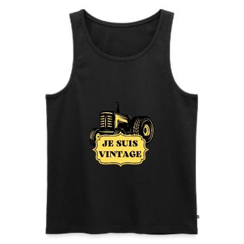 Je suis vintage - Tracteur Agriculteur - Débardeur bio Premium Homme - noir - Devant - AI Model Male 178 light (178cm)