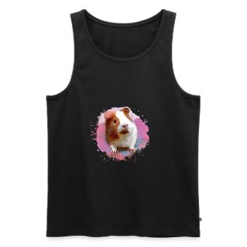 cochon d’Inde, graffiti, peinture, aquarelle, rose - Débardeur bio Premium Homme - noir - Devant - Michal (187cm)