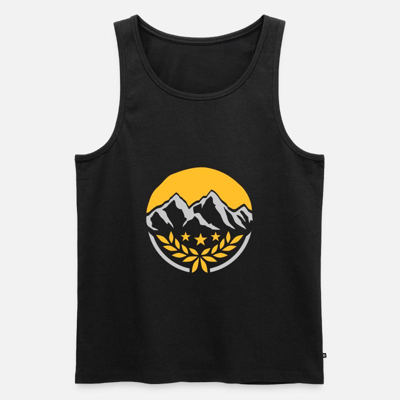 Rund Stempel Berge Lorbeerkranz - Männer Premium Bio Tank Top - Schwarz