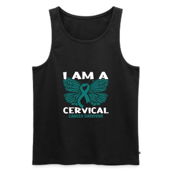 I am a Cervical Cancer Survivor - Men's Premium Organic Tank Top - black - Front - Michal (187cm)