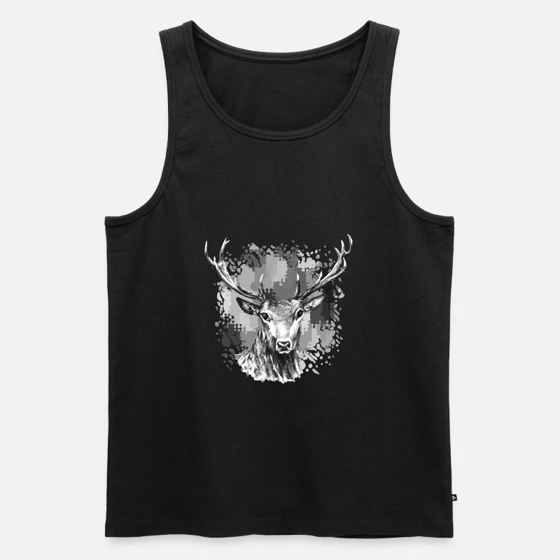 Hirsch - Männer Premium Bio Tank Top - Schwarz